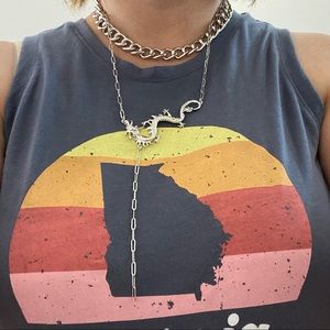 ASOS Silver Multi-Row Dragon Lariat Chain Necklace